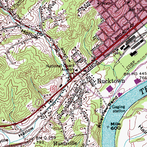 Topographic Map of West Broadway Baptist Church, TN