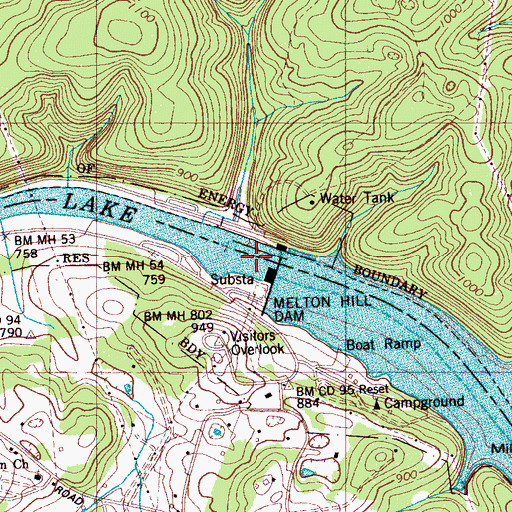 Topographic Map of Williams Ferry (historical), TN