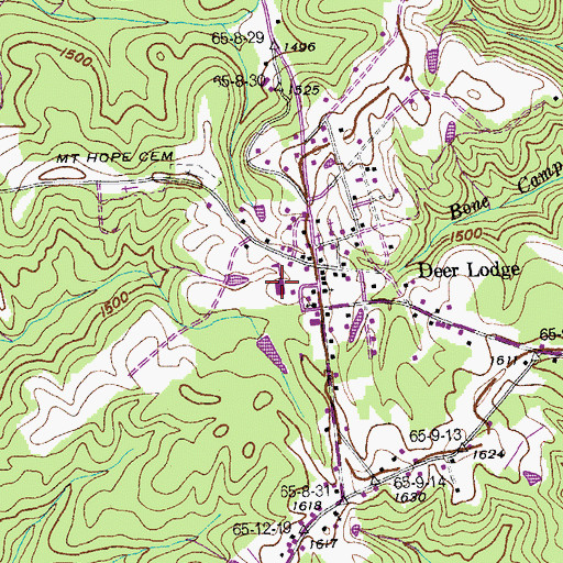 Topographic Map of Deer Lodge Elementary School, TN