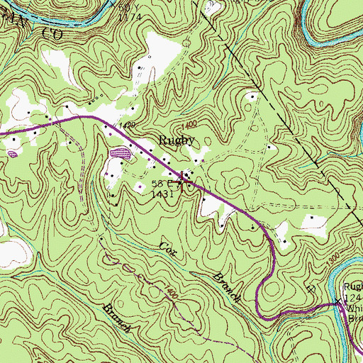 Topographic Map of Rugby School (historical), TN