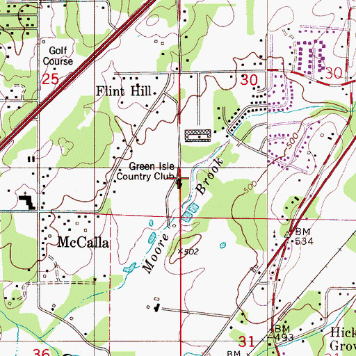 Topographic Map of Green Isle Country Club, AL