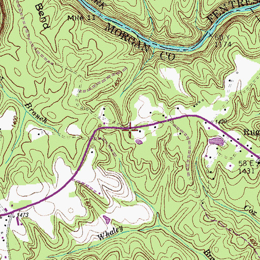 Topographic Map of Twin Oaks, TN