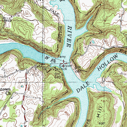 Topographic Map of Eastport Ferry (historical), TN