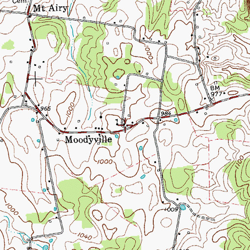Topographic Map of Moodyville Baptist Church, TN