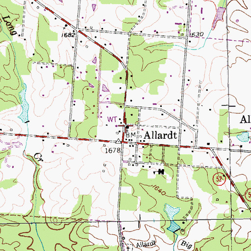 Topographic Map of Allardt First Baptist Church, TN