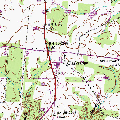 Topographic Map of Clarkrange Baptist Church, TN