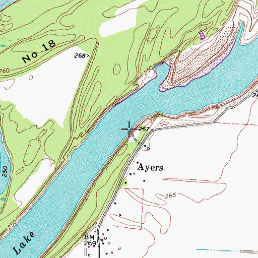 Topographic Map of Ayers Landing, TN