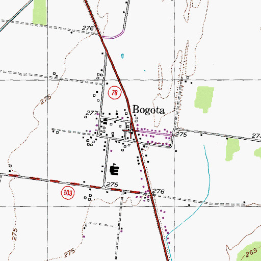 Topographic Map of Bogota Baptist Church, TN
