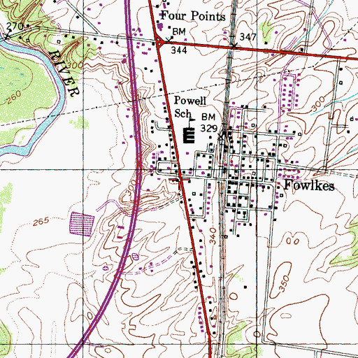 Topographic Map of Fowlkes Baptist Church, TN