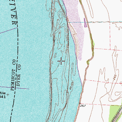 Topographic Map of Gore Towhead Bar, TN
