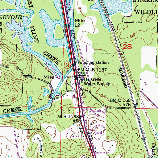 Topographic Map of Hartselle Water Supply, AL