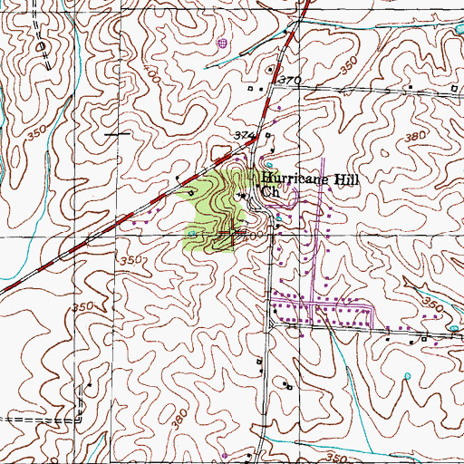 Topographic Map of Hurricane Hill Cemetery, TN