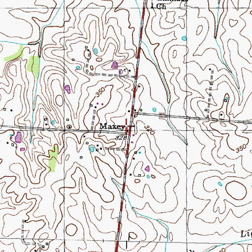 Topographic Map of Maxey Community Center, TN