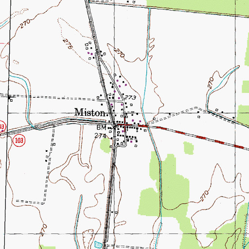 Topographic Map of Miston Baptist Church, TN