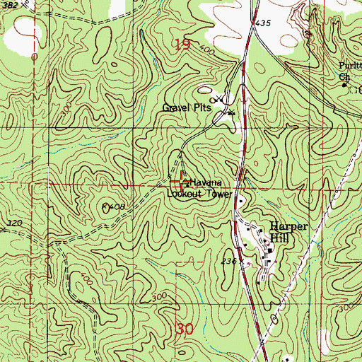 Topographic Map of Havana Lookout Tower, AL