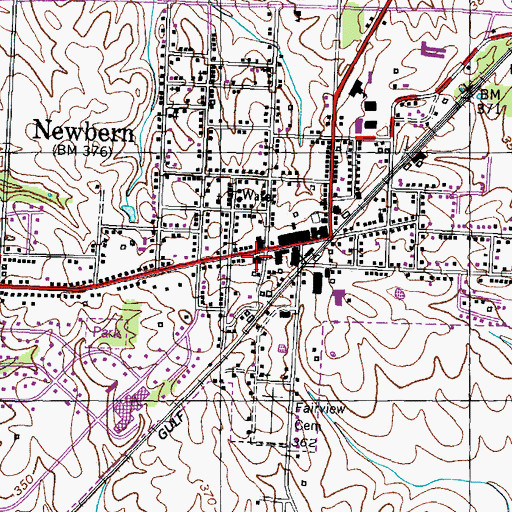 Topographic Map of Newbern First Baptist Church, TN