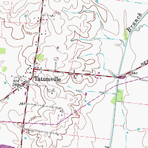 Topographic Map of Shaw Cemetery, TN