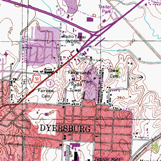 Topographic Map of Clark Cemetery, TN