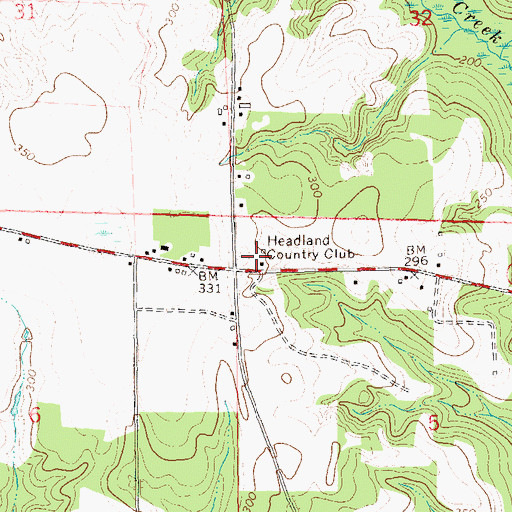 Topographic Map of Headland Country Club, AL