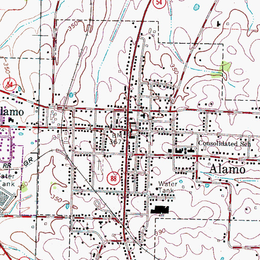 Topographic Map of Crockett County Courthouse, TN