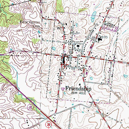 Topographic Map of Friendship Baptist Church, TN