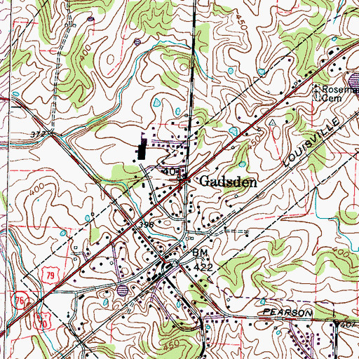 Topographic Map of Gadsden First Baptist Church, TN