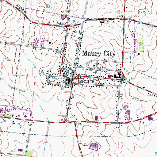 Topographic Map of Maury City First Baptist Church, TN