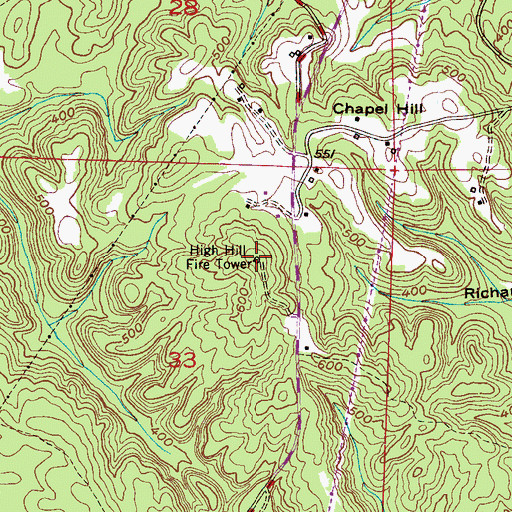 Topographic Map of High Hill Fire Tower, AL