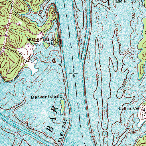 Topographic Map of Braddys Ferry (historical), TN