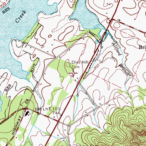 Topographic Map of Clint Hill School (historical), TN