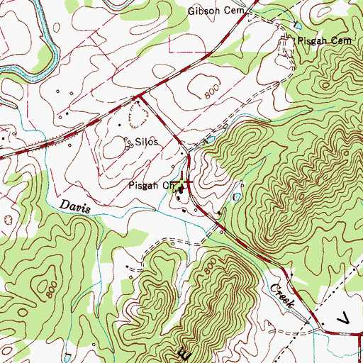 Topographic Map of Davis Academy (historical), TN