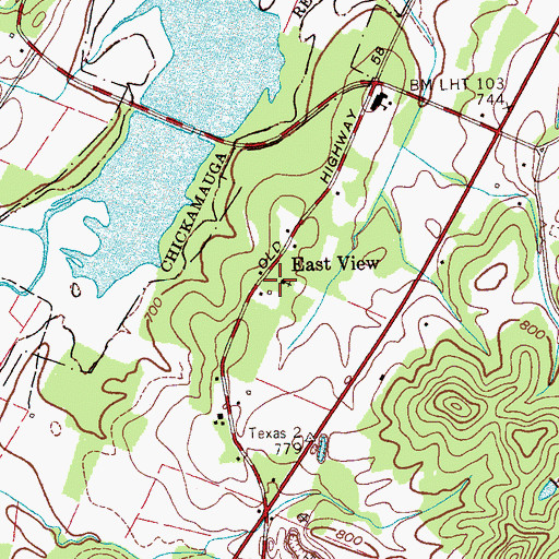 Topographic Map of East View Baptist Church, TN