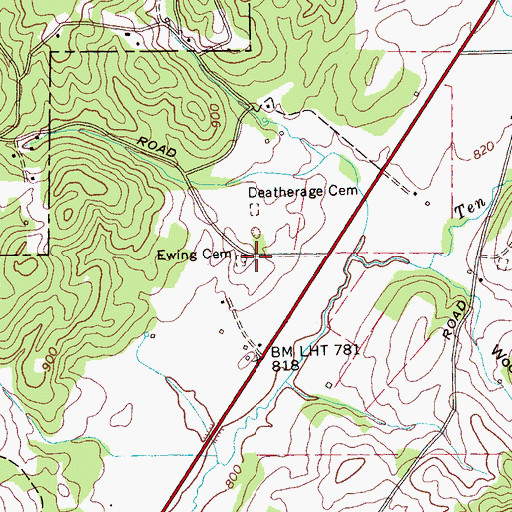 Topographic Map of Ewings School (historical), TN