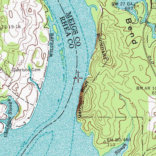 Topographic Map of Garrison Ferry (historical), TN