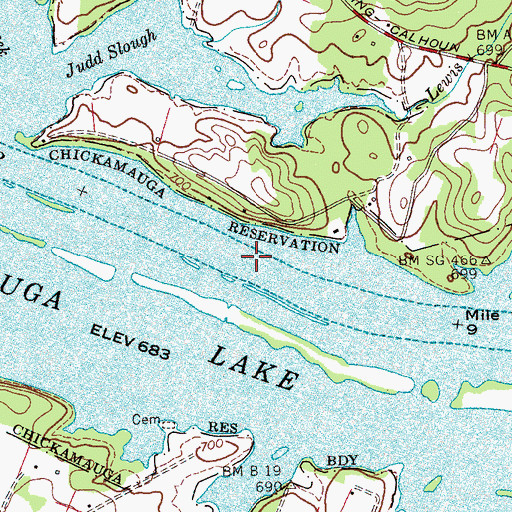 Topographic Map of Kincannons Ford (historical), TN