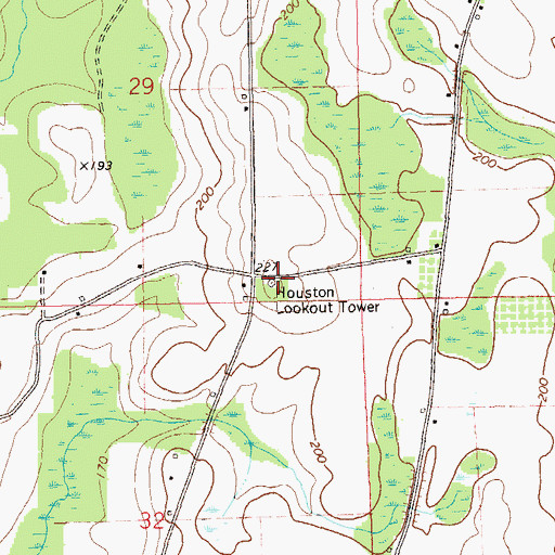 Topographic Map of Houston Lookout Tower, AL