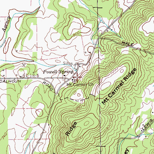 Topographic Map of Mount Carmel School (historical), TN