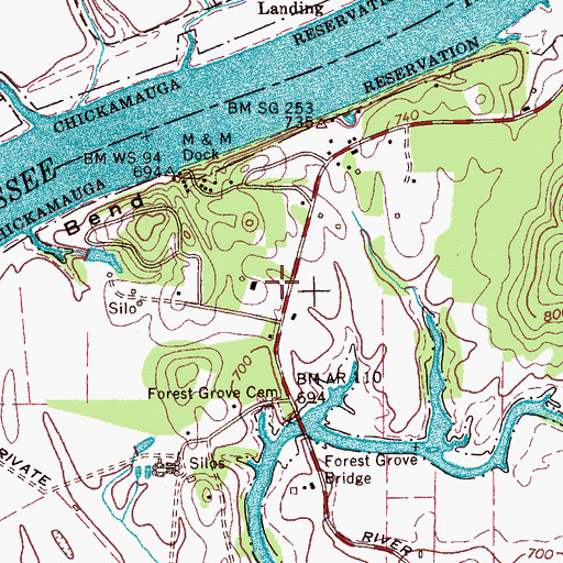 Topographic Map of Forest Grove School (historical), TN