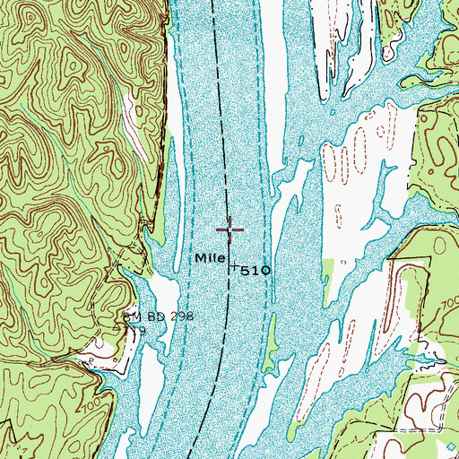 Topographic Map of Pineland Ferry (historical), TN