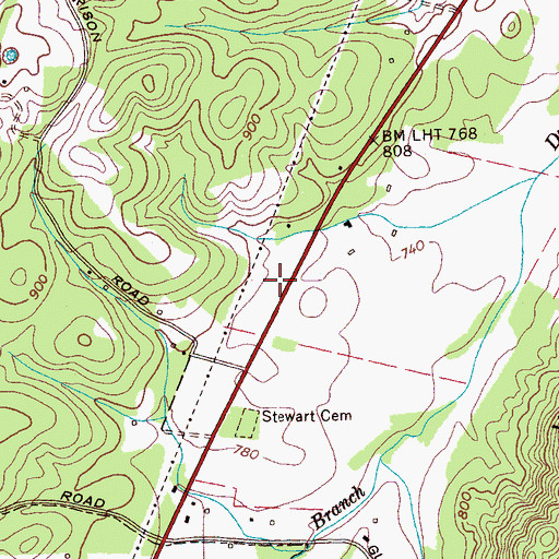 Topographic Map of Stewarts Chapel (historical), TN