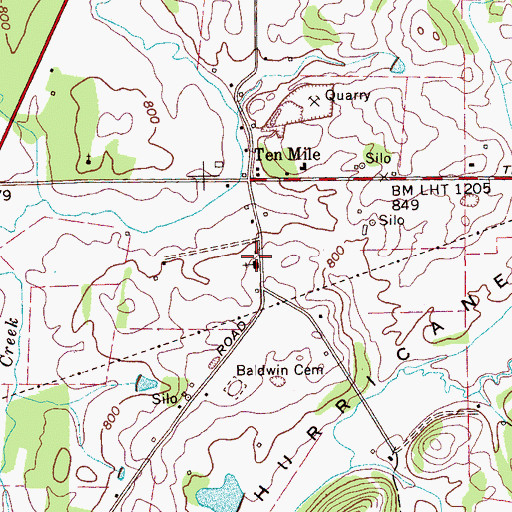 Topographic Map of Ten Mile Methodist Church, TN