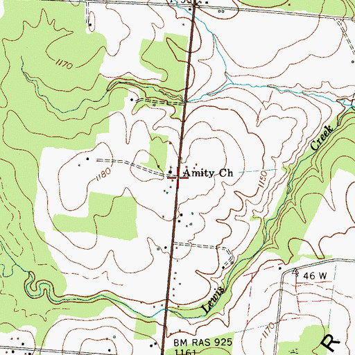 Topographic Map of Amity, TN