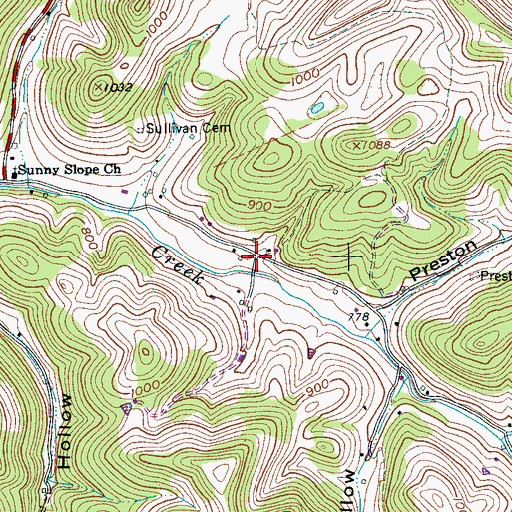 Topographic Map of Berea (historical), TN