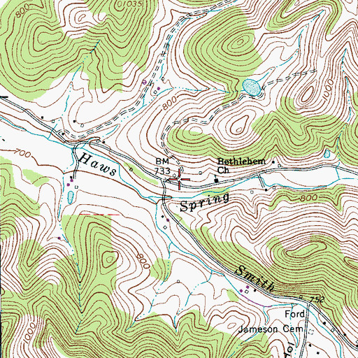 Topographic Map of Bethlehem (historical), TN