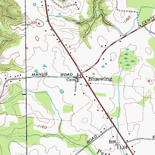 Topographic Map of Bluewing Baptist Church, TN