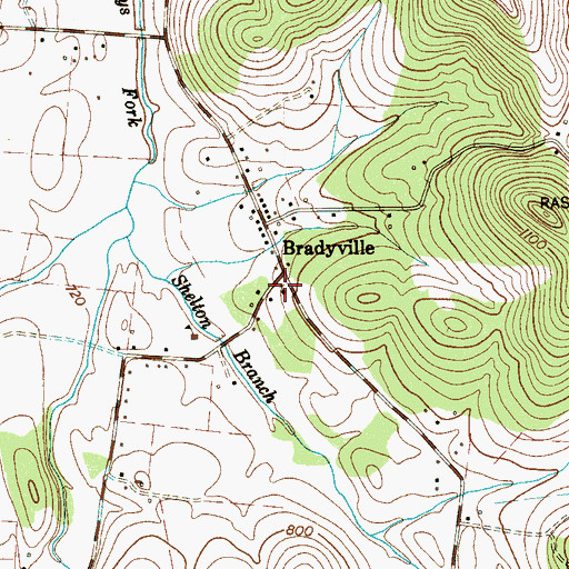 Topographic Map of Bradyville Church of Christ, TN