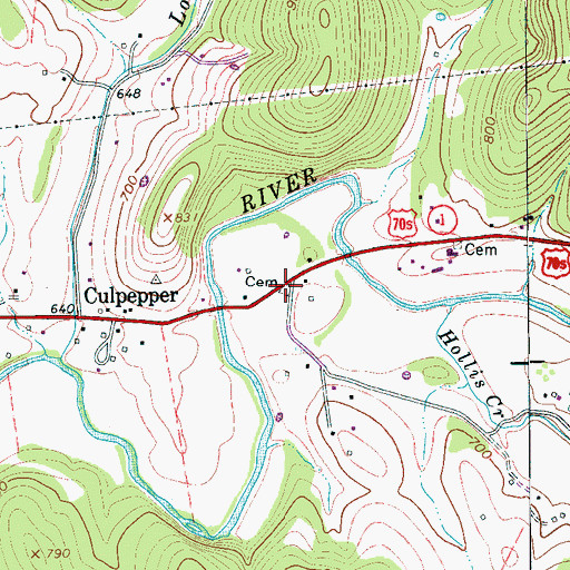 Topographic Map of Bragg Cemetery, TN