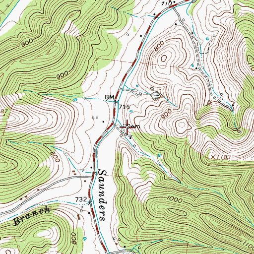 Topographic Map of Brandon Cemetery, TN