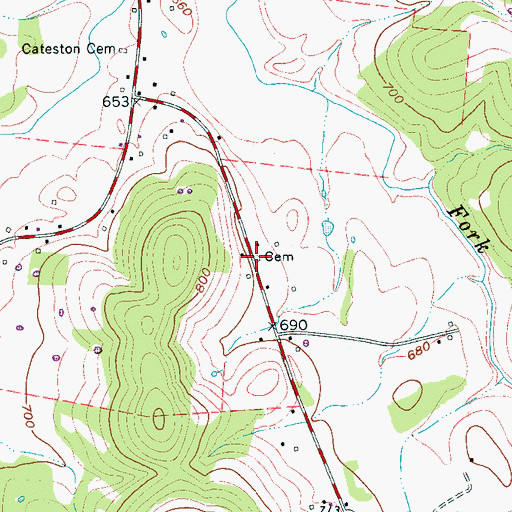 Topographic Map of Brandon Cemetery, TN