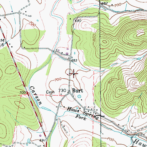 Topographic Map of Burt Baptist Church, TN